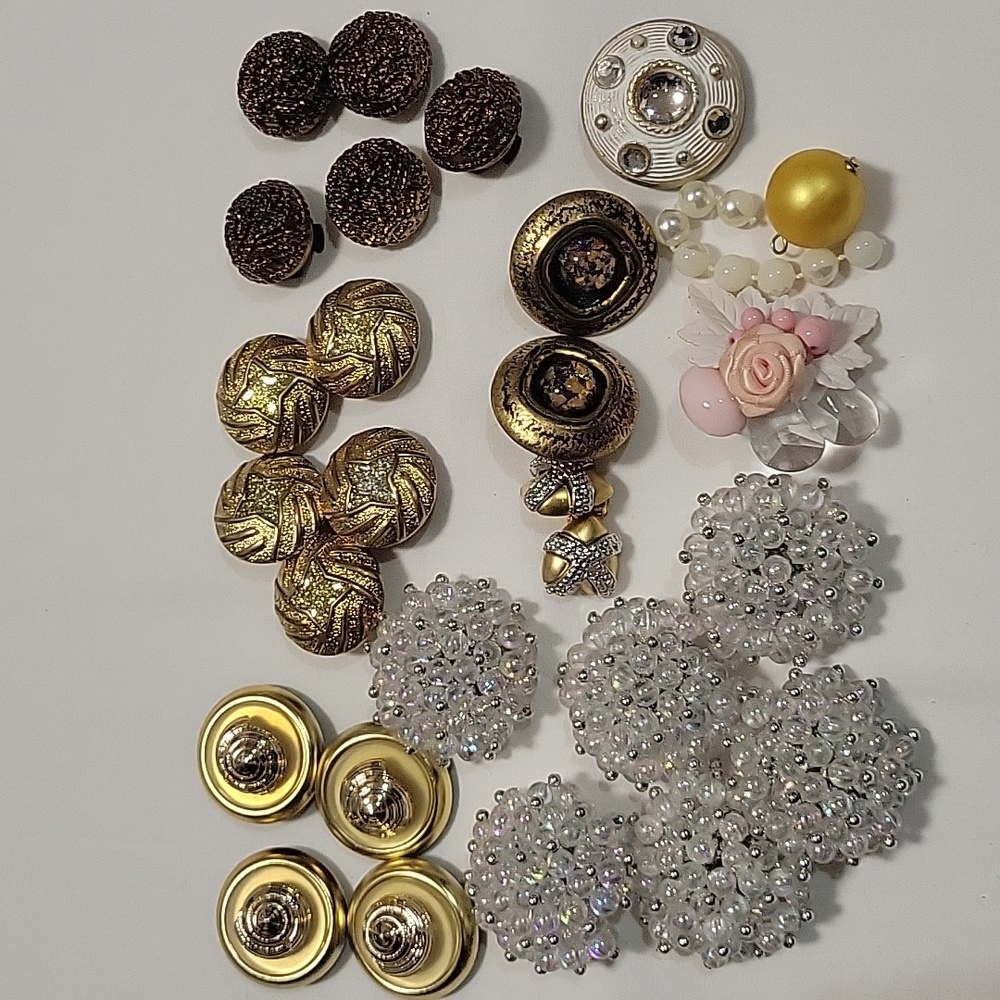 Button covers, clip earrings and project jewelry